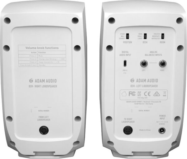Adam Audio D3V Active Desktop Monitor Pair in WHITE - Image 5