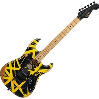 EVH Limited Edition Striped Series Frankenstein Frankie MN Black with Yellow Stripes Aged