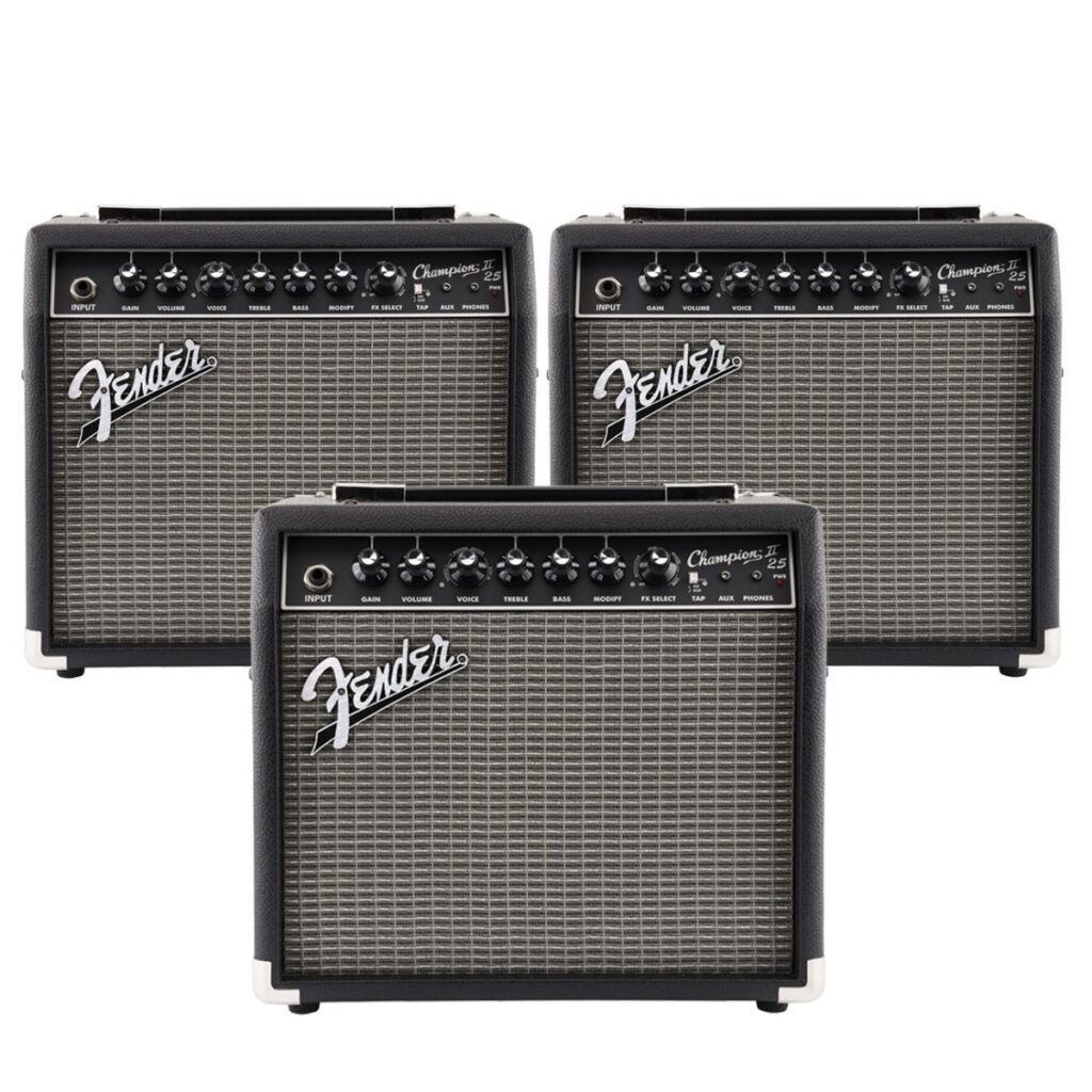 Fender Champion II 25 Guitar Amplifier Combo with Effects pack of 3