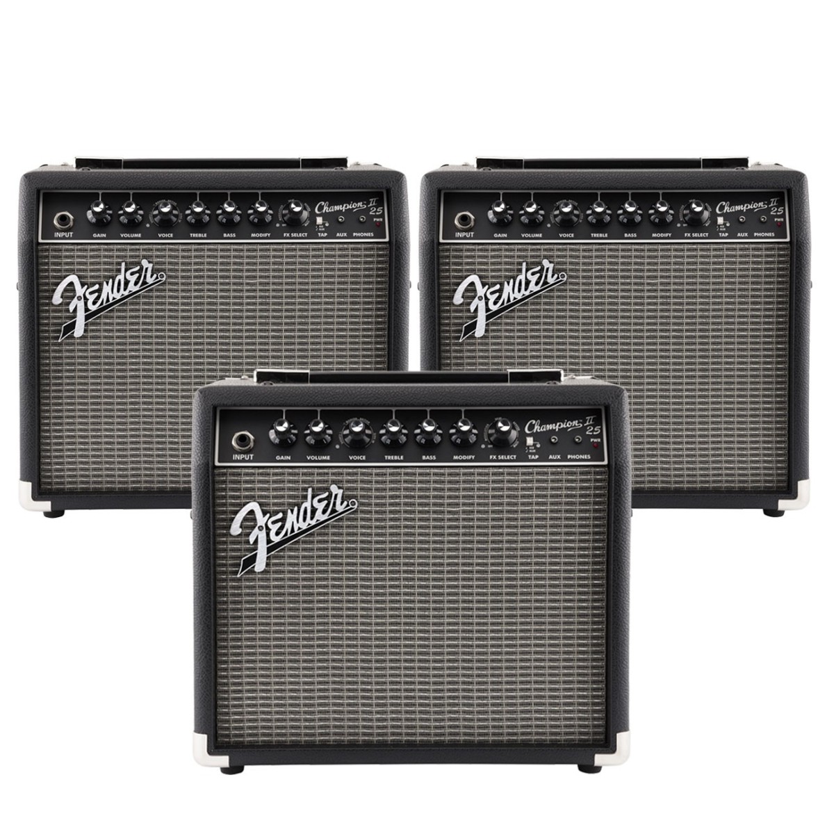 Fender Champion II 25 Guitar Amplifier Combo with Effects pack of 3