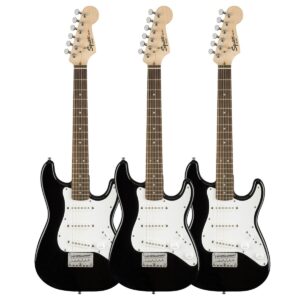 Squier Mini Stratocaster 3/4 Size Black Pack of 3