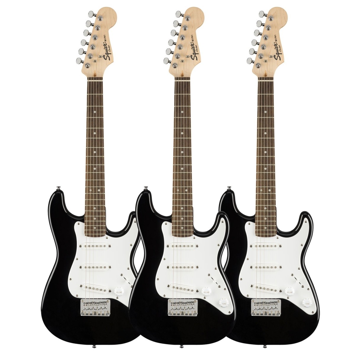 Squier Mini Stratocaster 3/4 Size Black Pack of 3