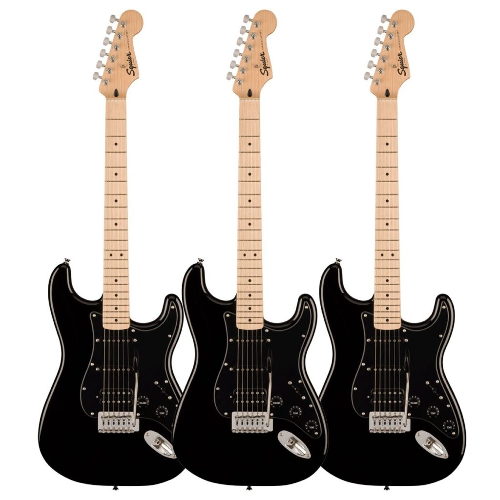 Squier Sonic Stratocaster HSS Black pack of 3
