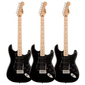 Squier Sonic Stratocaster HSS Black pack of 3