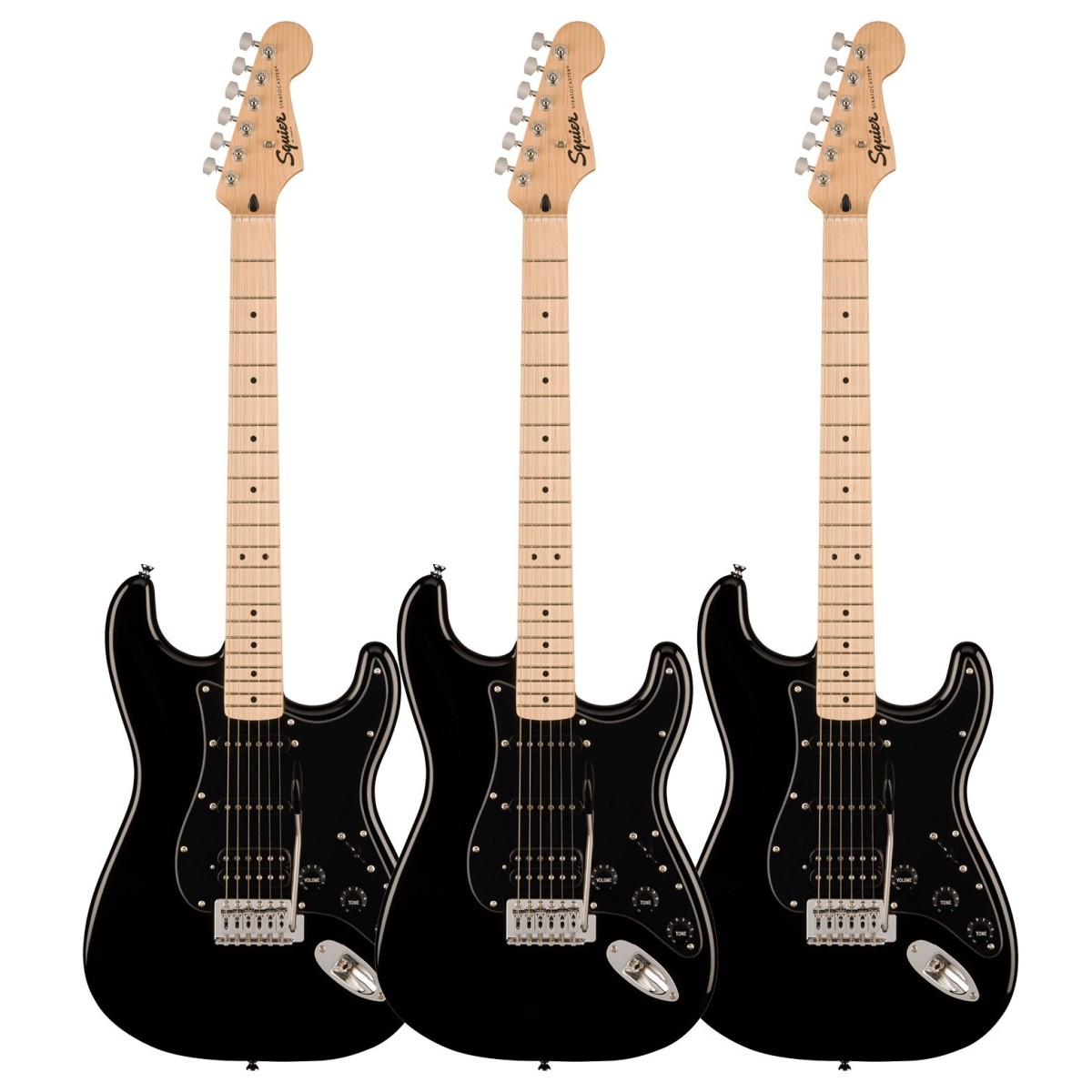 Squier Sonic Stratocaster HSS Black pack of 3
