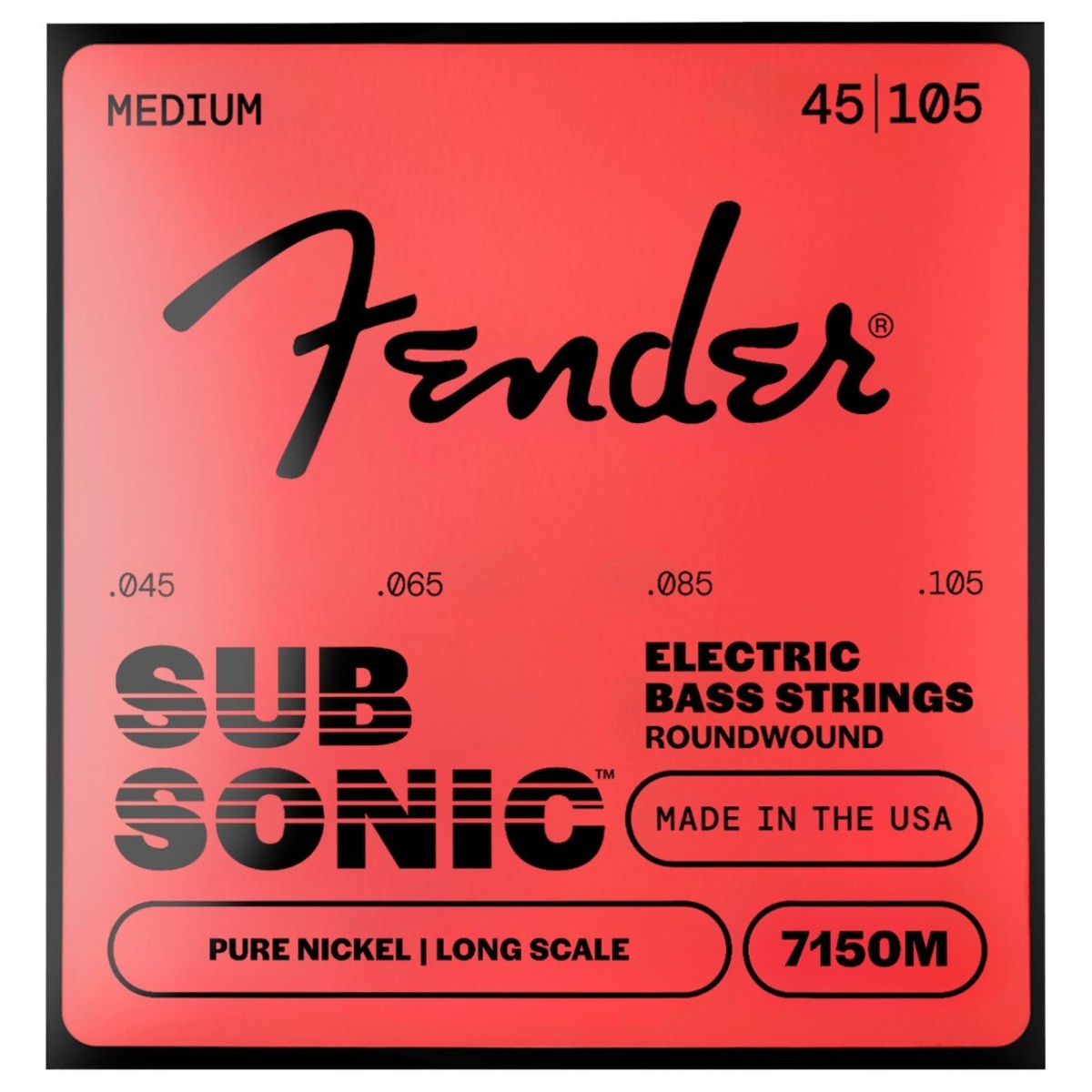 Fender SubSonic 7150M Bass Strings Pure Nickel Long Scale Gauges .045-.105 (4) - Image 1