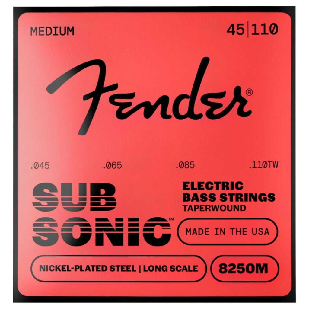 Fender SubSonic 8250M Bass Strings Taperwound Nickel-Plated Steel Long Scale Gauges .045-.110 (4)