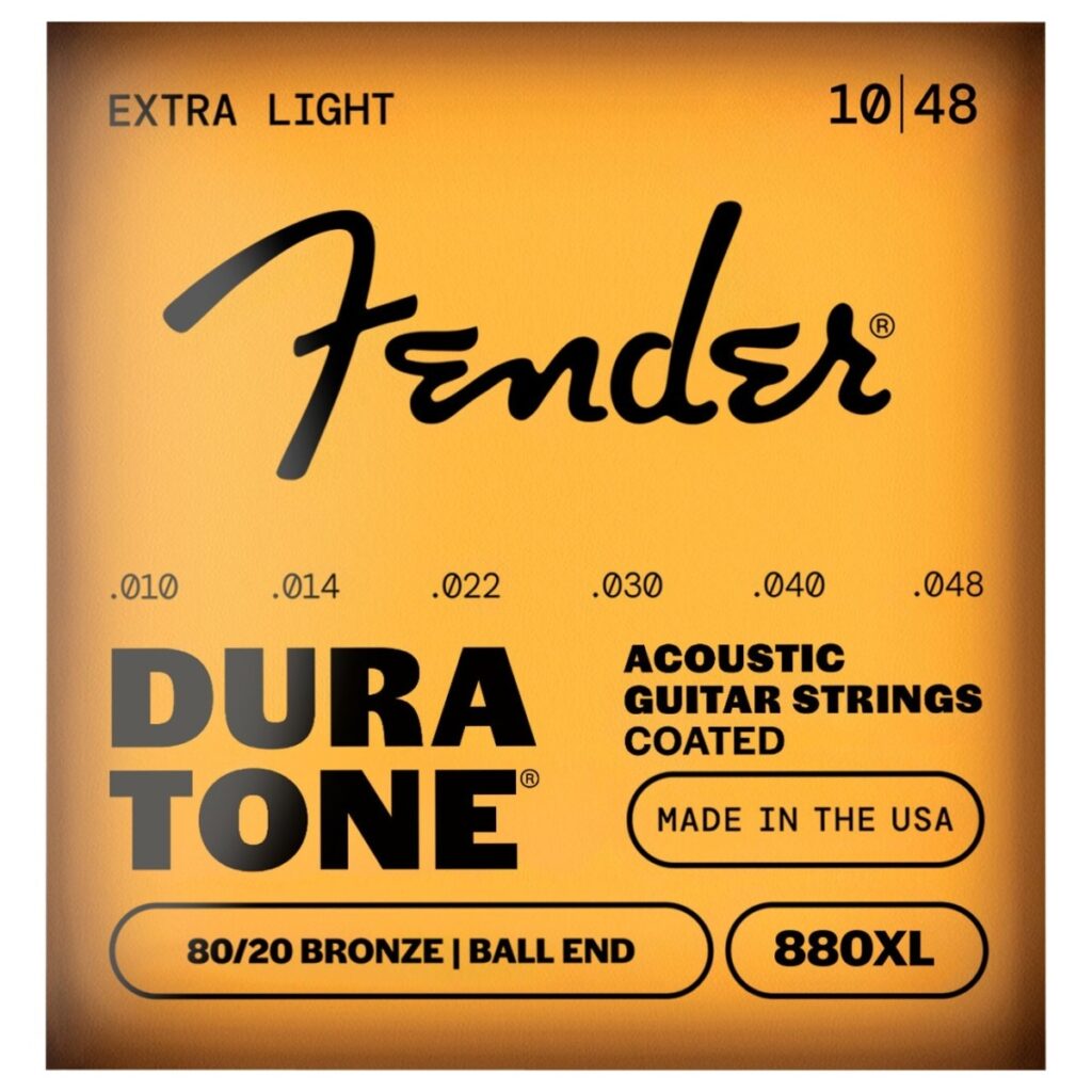 Fender Dura-Tone 880XL Acoustic Guitar Strings Coated 80/20 Bronze Gauges .010-.048