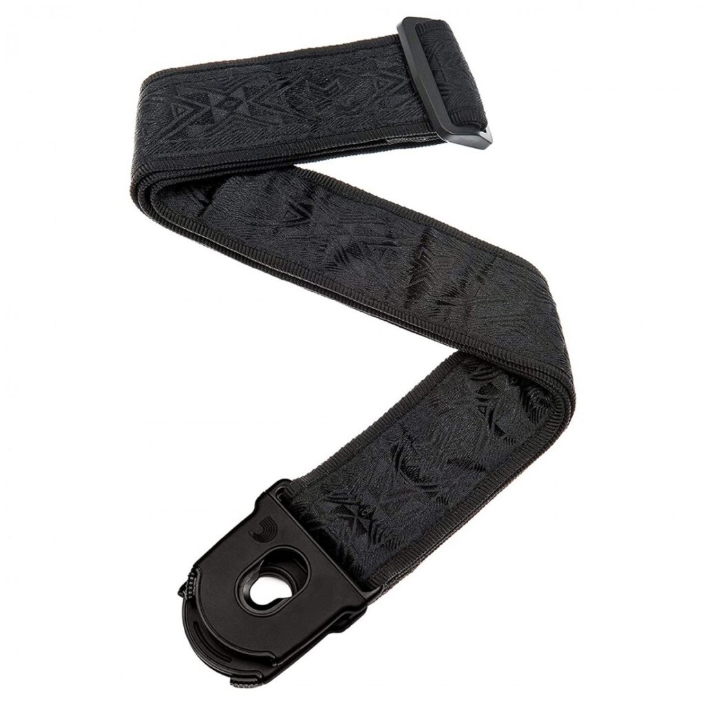 DAddario 50PLB01 Planet Lock Guitar Strap Black Satin