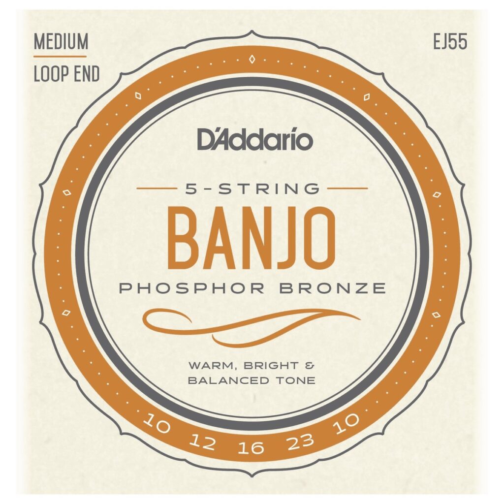 DAddario EJ55 5 String Banjo Strings Phosphor Bronze Medium 10-23