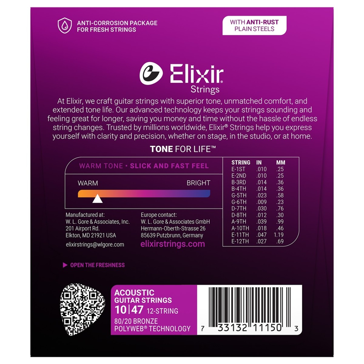 Elixir 11150 POLYWEB 12-String Acoustic Guitar Strings10-47 - Image 2