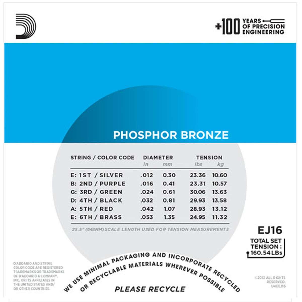 DAddario EJ16-3D Phosphor Bronze Light 12-53 3 Pack - Image 3
