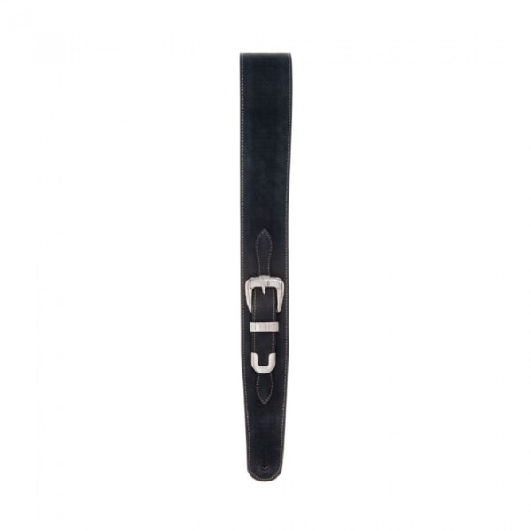 DAddario 25LBB00 Belt Buckle Leather Guitar Strap Black - Image 2