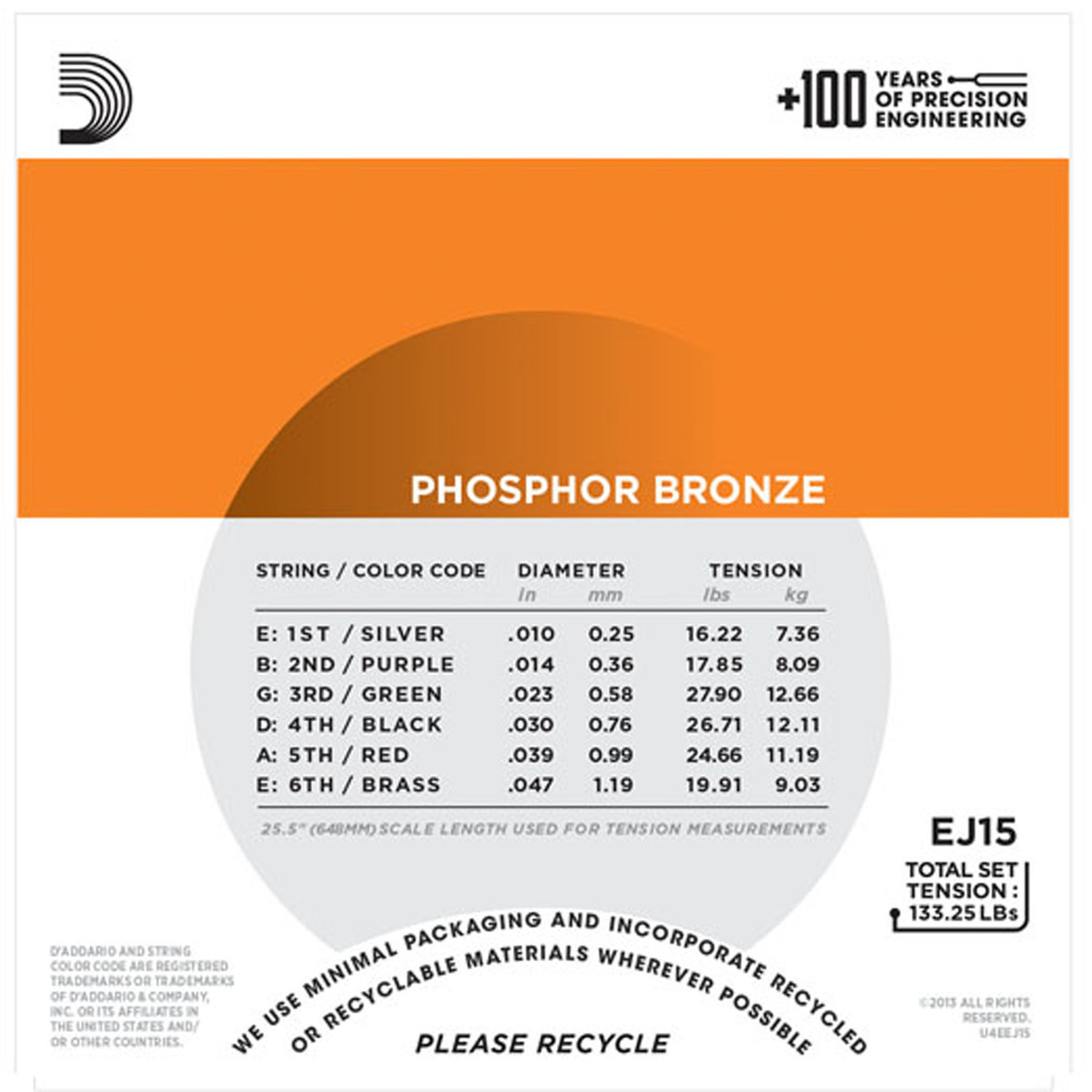 DAddario EJ15-3D Phosphor Bronze Extra Light 10-47 x 3 Pack - Image 3