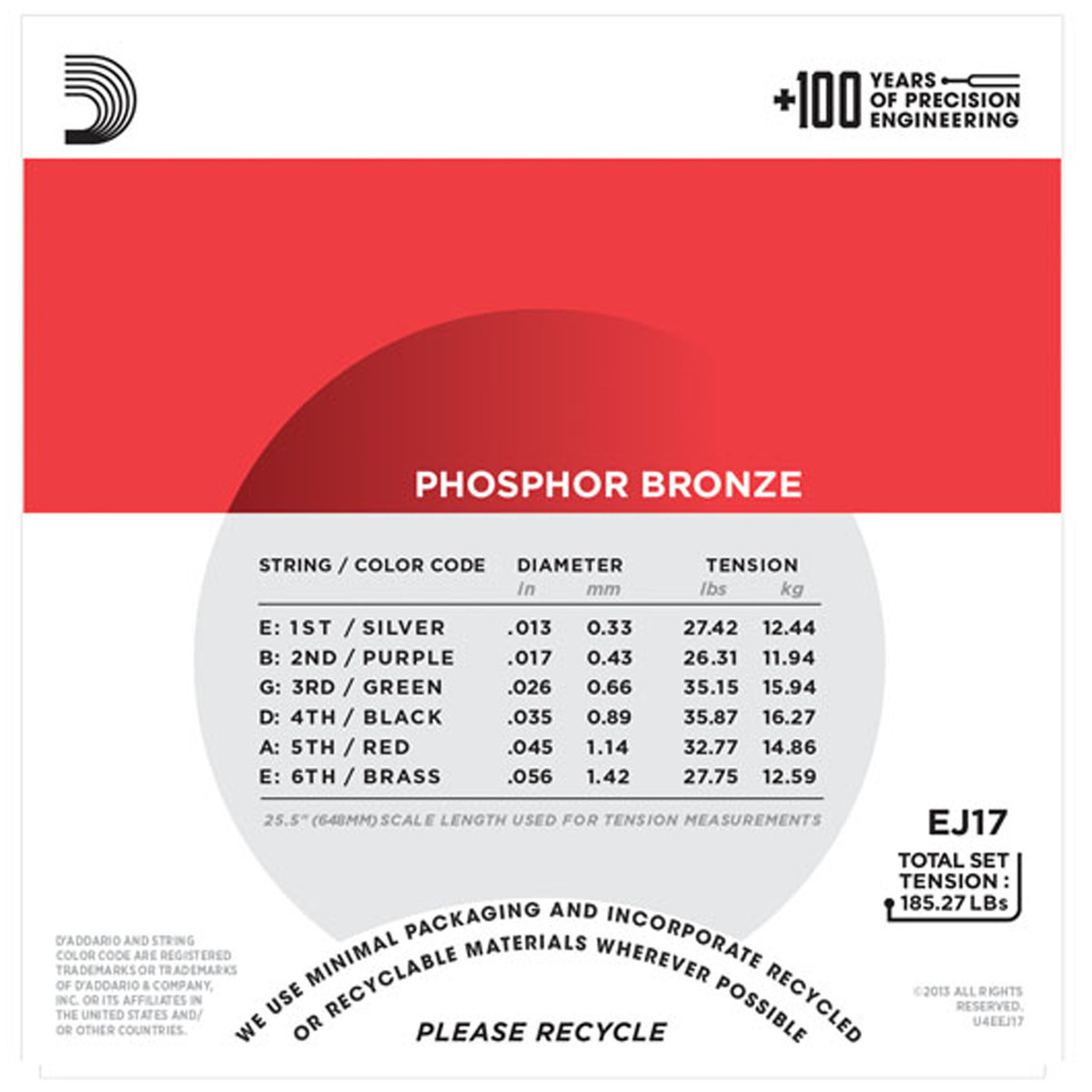 DAddario EJ17-3D Phosphor Bronze Medium 13-56 x 3 Pack - Image 3