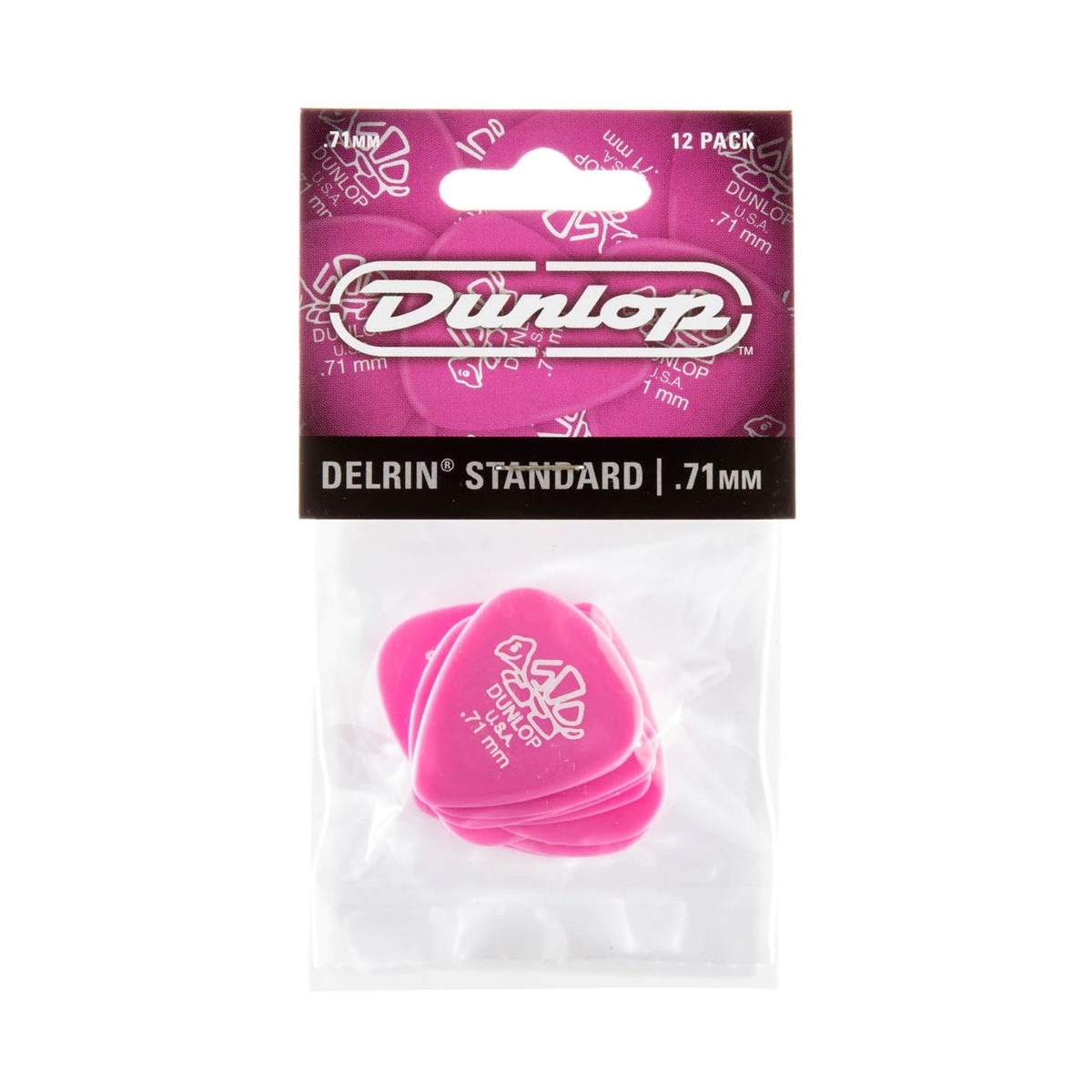 Dunlop 0.71mm Del 500 Pick Pink Players Pack of 12 - Image 3