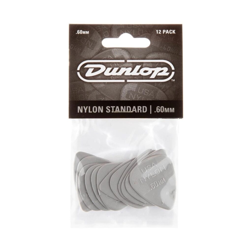 Dunlop 44P60 0.60mm Nylon Pick Light Grey Players Pack of 12