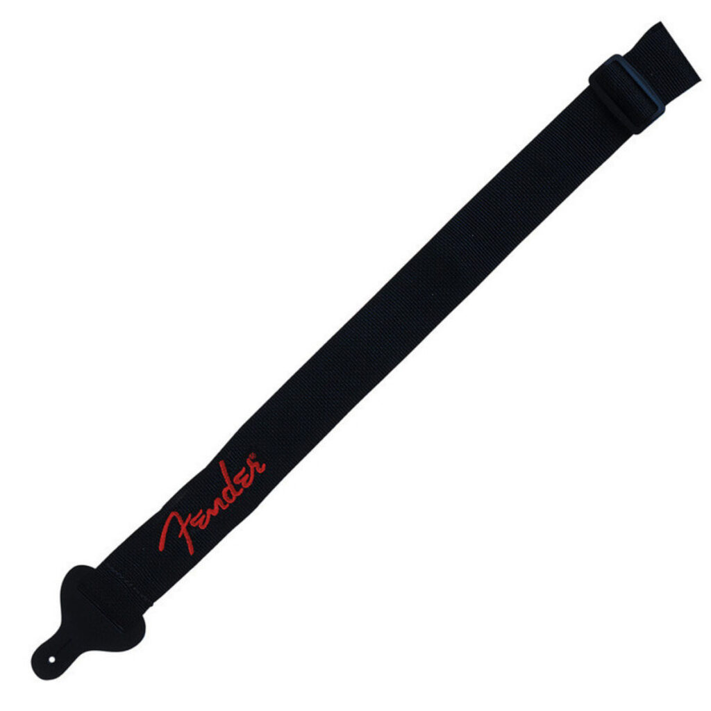 Fender 2 Inch Poly Guitar Strap Black with Red Logo