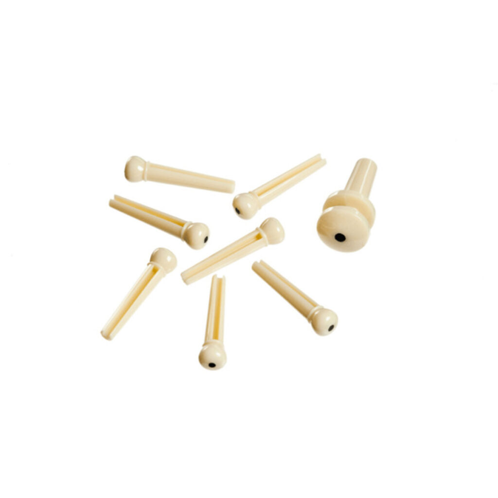 Planet Waves Injected Molded Bridge and End Pins Ivory and Black Dot