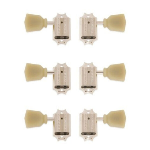 Gibson PMMH-010 Vintage Nickel Machine Heads with Cream/Green Buttons - Image 1