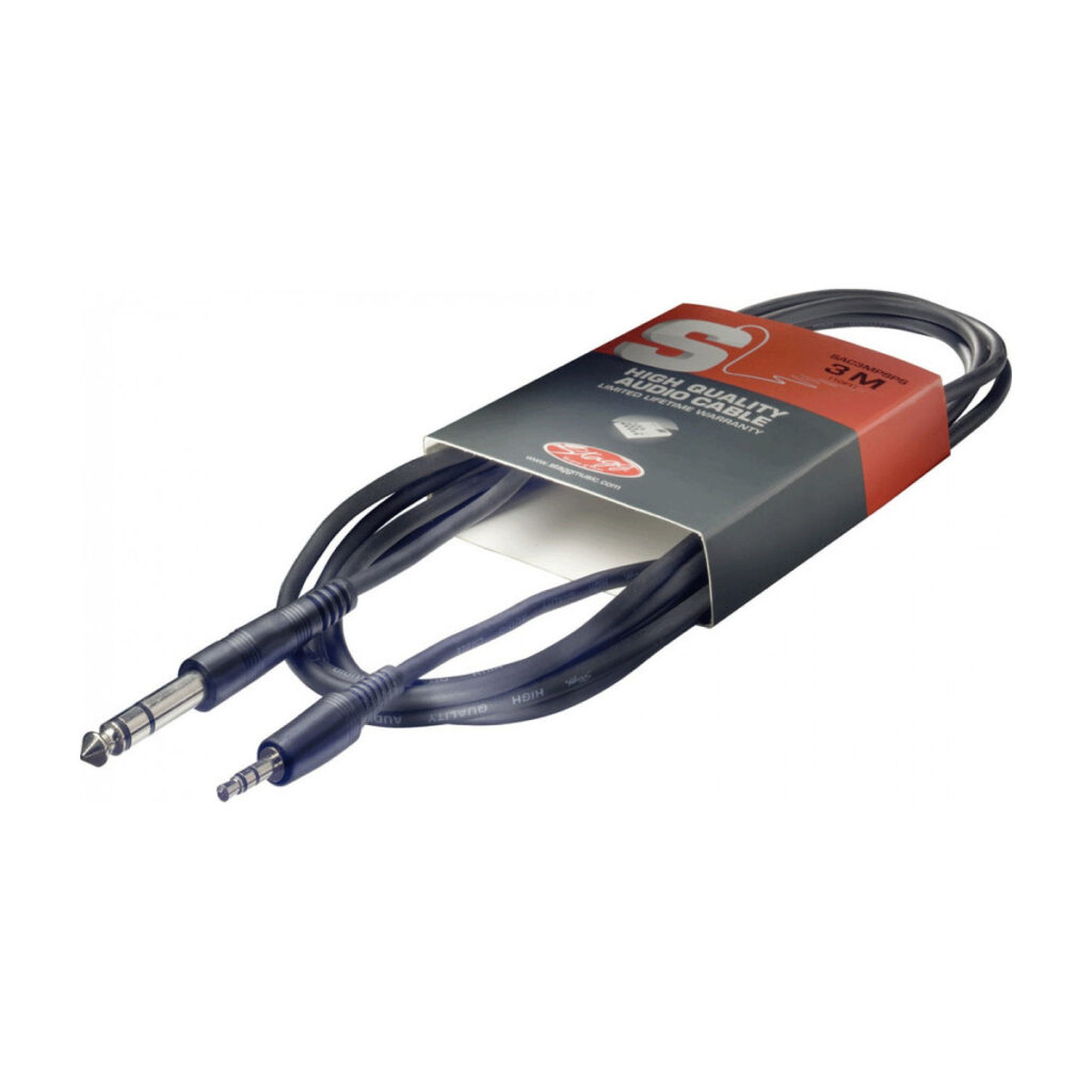 Stagg 3.55mm Stereo to 1/4 Inch Stereo Jack Cable 3m