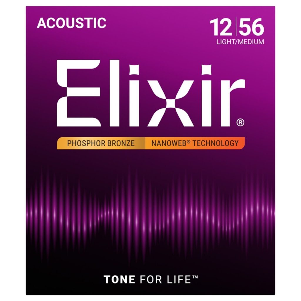 Elixir 16077 NANOWEB Phosphor Bronze Medium Light 12-56