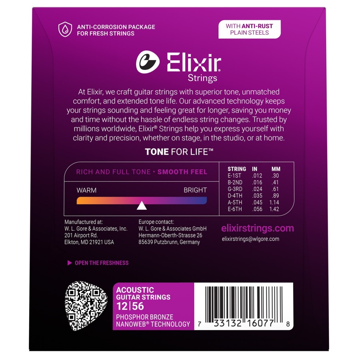 Elixir 16077 NANOWEB Phosphor Bronze Medium Light 12-56 - Image 2