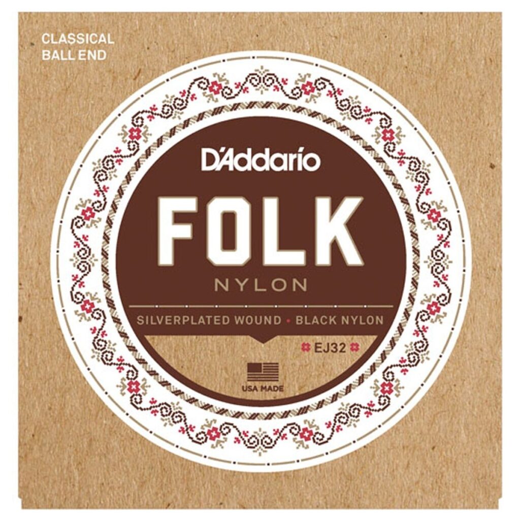 DAddario EJ32 Folk Nylon Classical Guitar Strings with Ball End