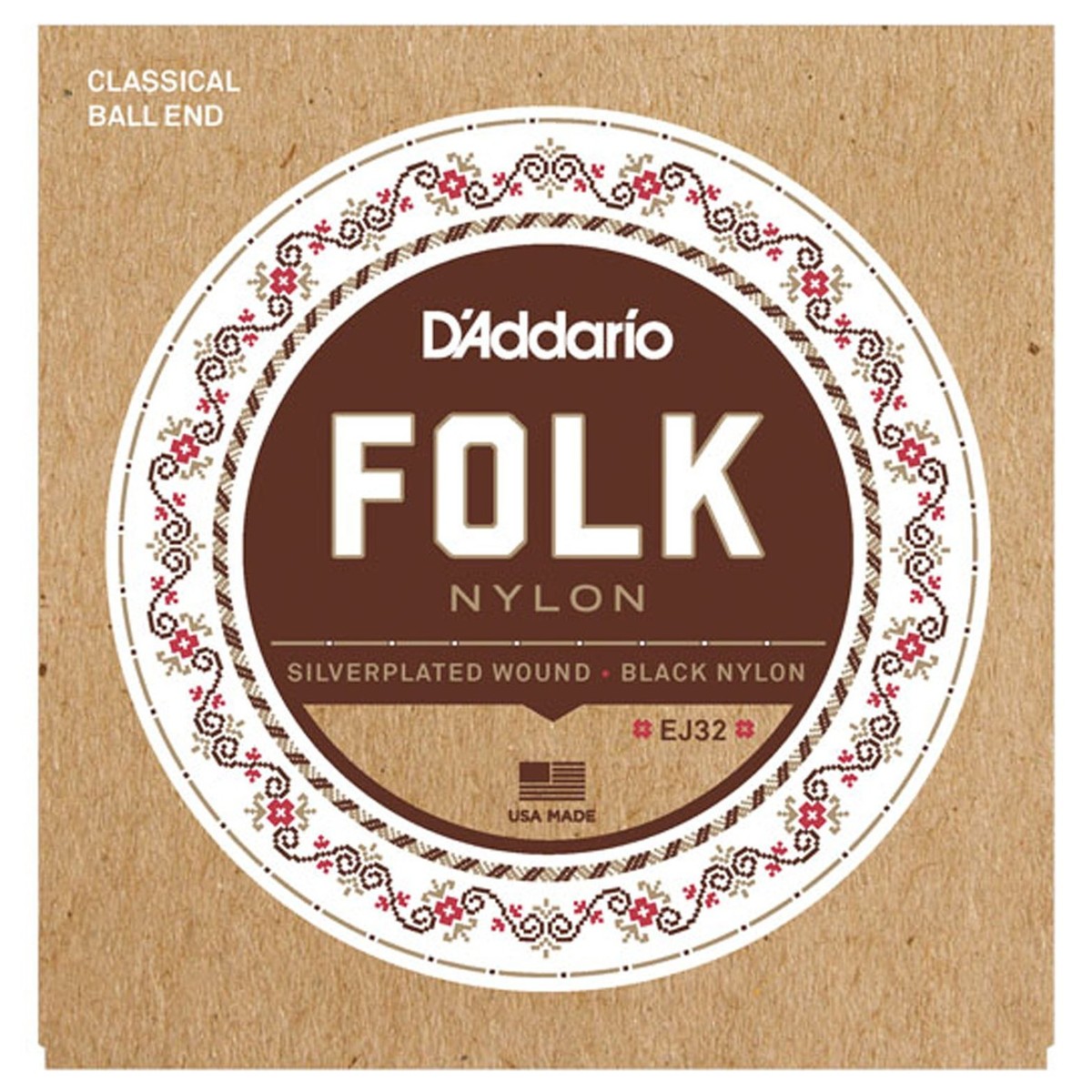DAddario EJ32 Folk Nylon Classical Guitar Strings with Ball End - Image 1
