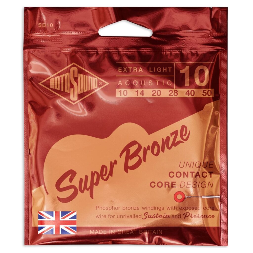 Rotosound Super Bronze SB10 Phosphor Bronze Acoustic Strings 10-50