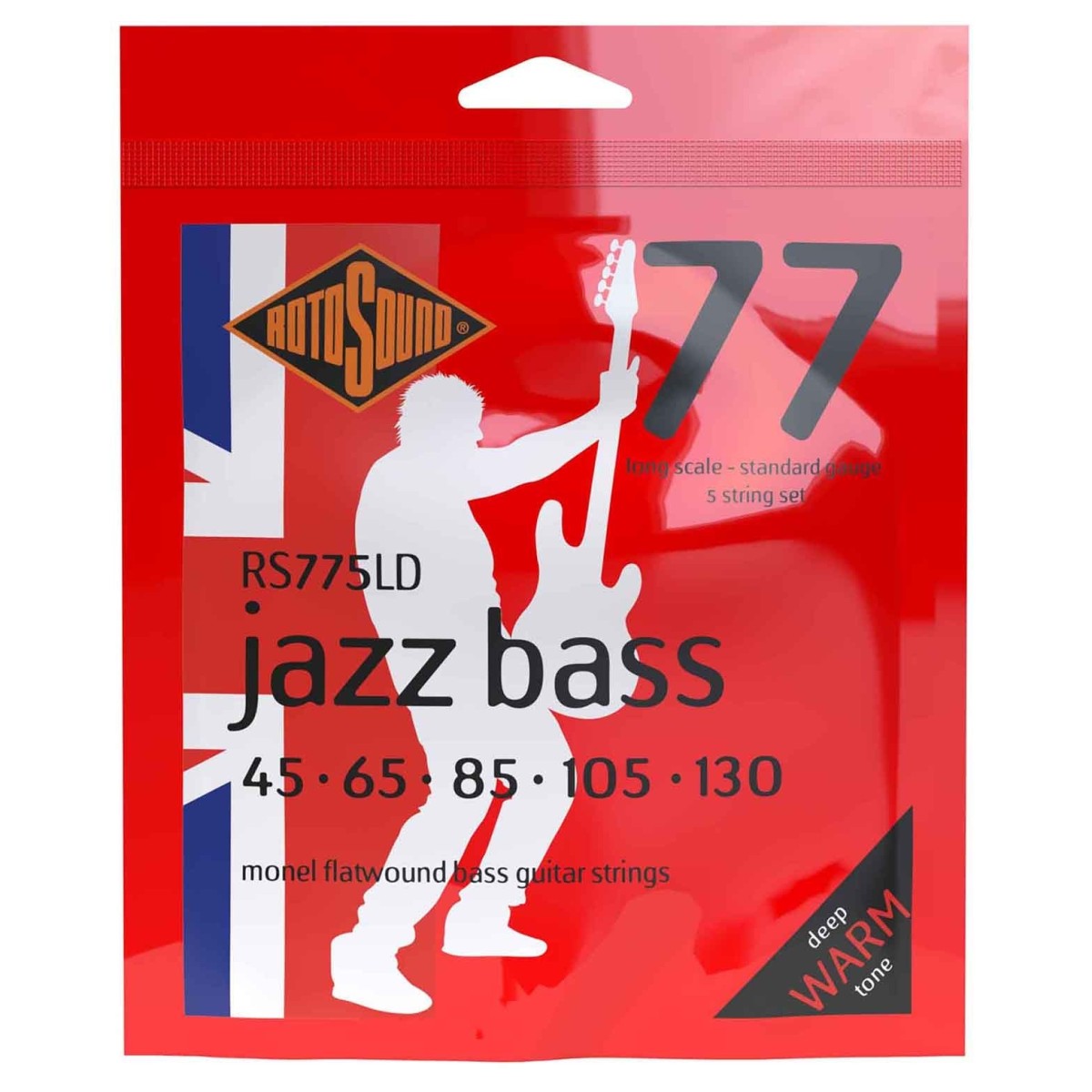 Rotosound RS775LD Jazz Bass 77 Flatwound 5-String Bass Strings 45-130 - Image 1