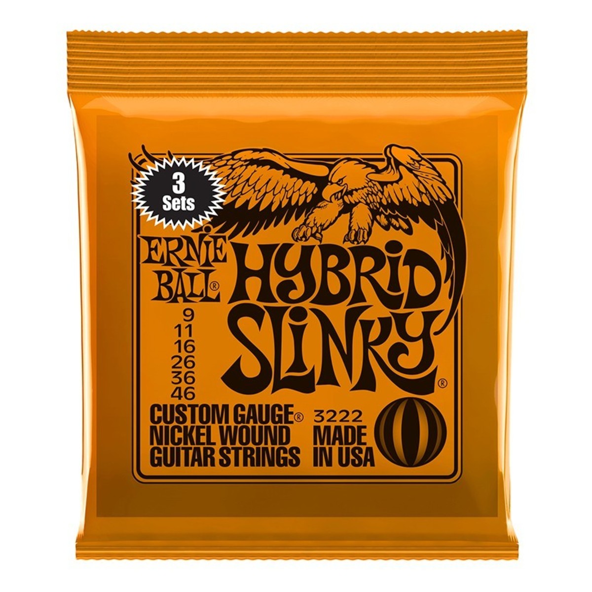 Ernie Ball 3222 Hybrid Slinky Guitar Strings 3 Pack (9 - 46) - Image 1