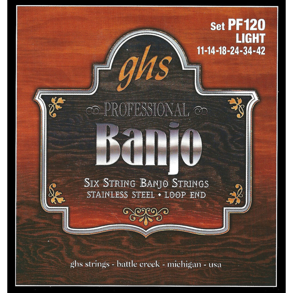 GHS PF120 Stainless Steel 6 String Banjo Strings Light Gauge