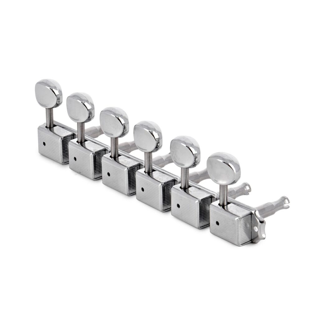 Guitarworks Tuning Machines 6-In-Line Vintage Button Keys Chrome