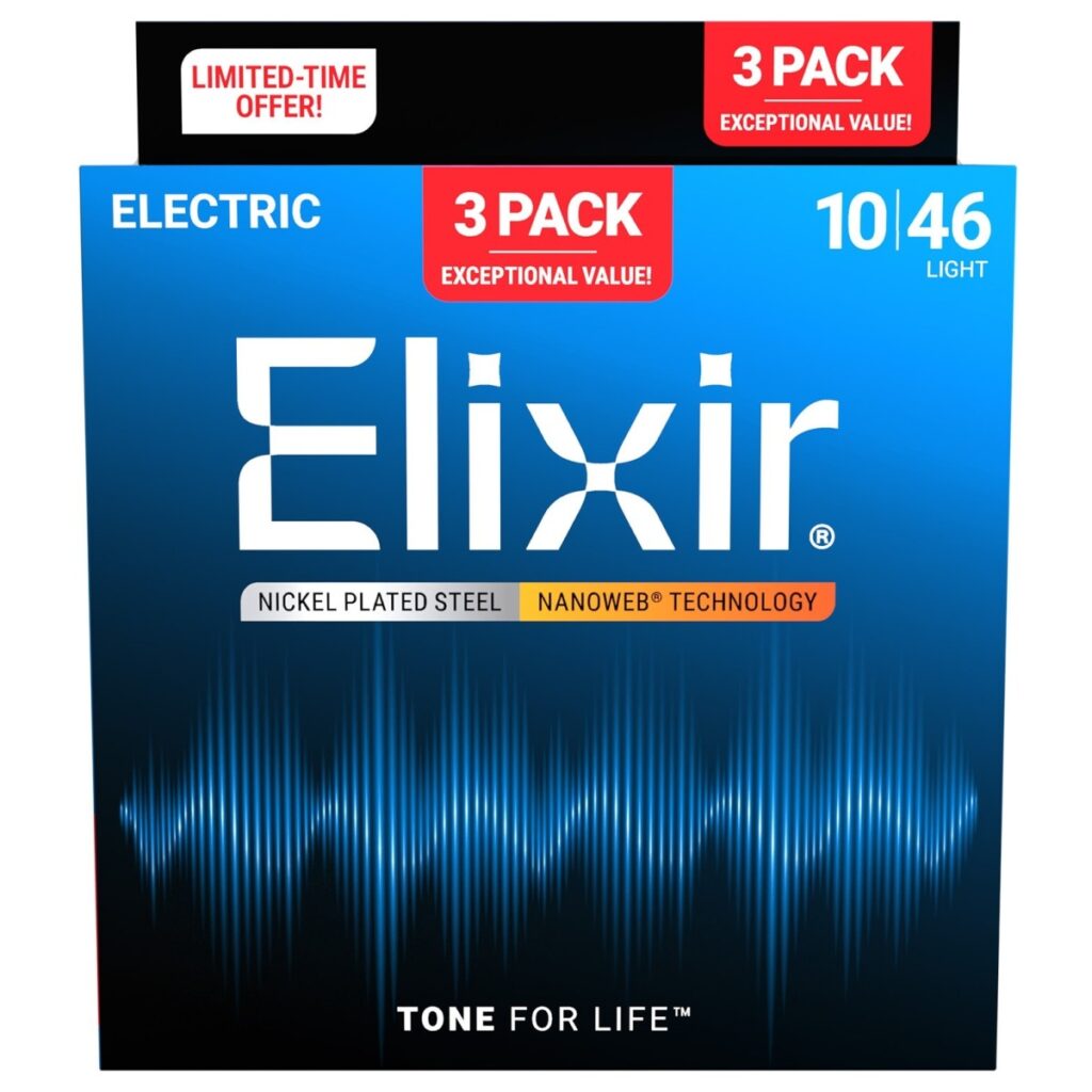 Elixir Nanoweb Guitar Strings 3 Pack 10-46