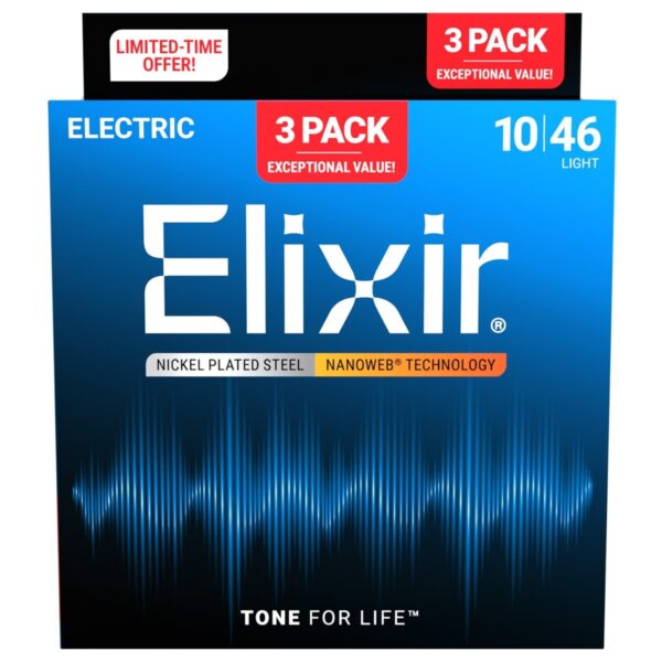 Elixir Nanoweb Guitar Strings 3 Pack 10-46 - Image 1
