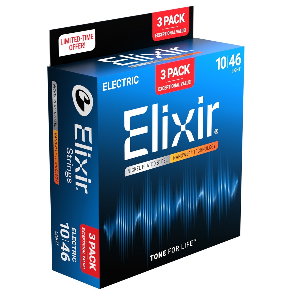 Elixir Nanoweb Guitar Strings 3 Pack 10-46 - Image 3