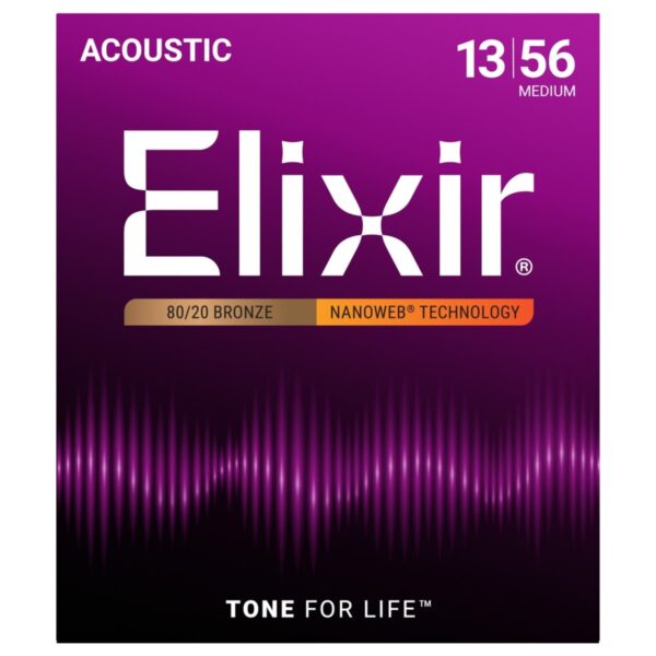 Elixir 11102 NANOWEB Medium Acoustic Strings 13-56 - Image 1