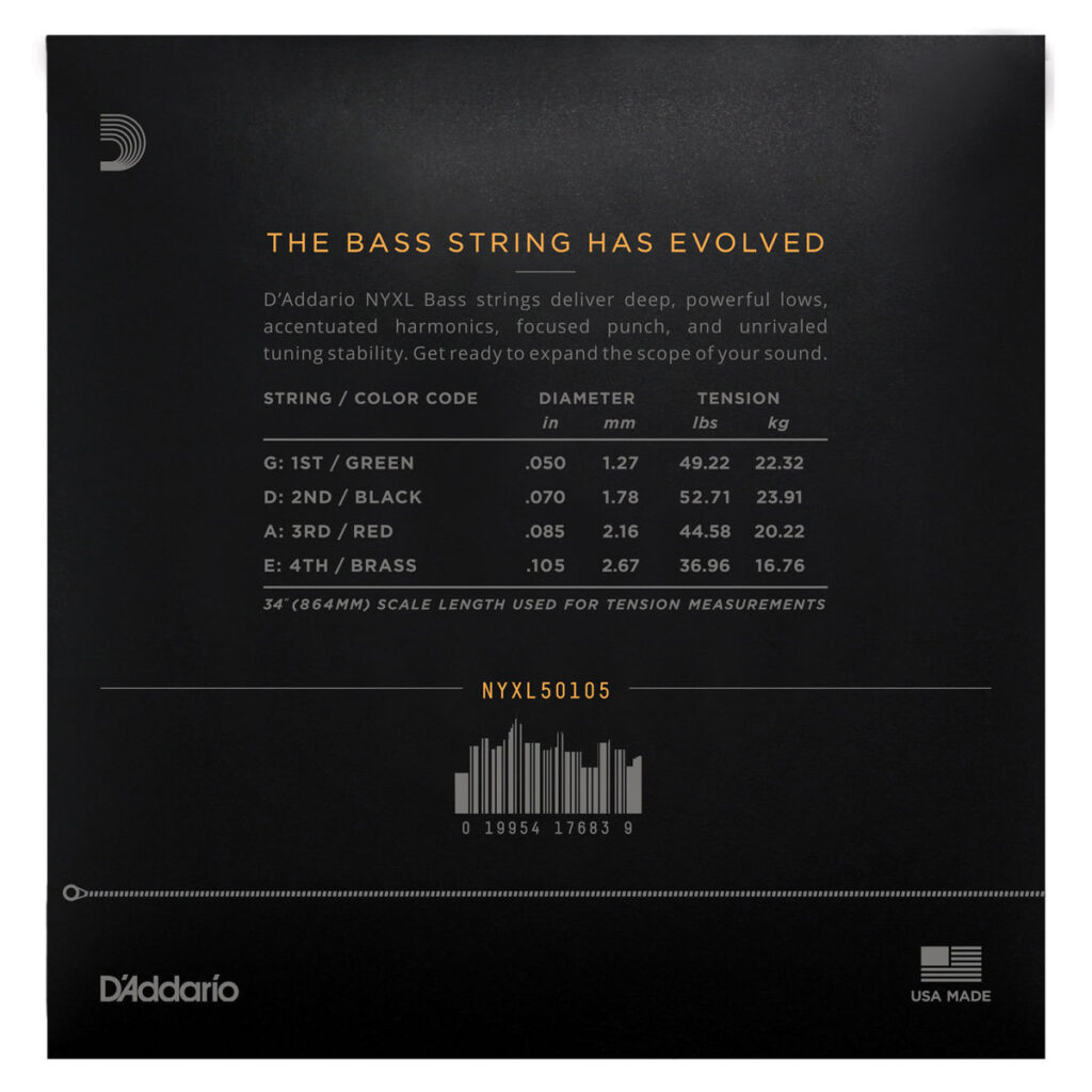 Daddario NYXL50105 Bass Gtr 4 String Set Medium Long Scale 50-105