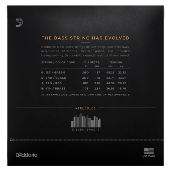 Daddario NYXL50105 Bass Gtr 4 String Set Medium Long Scale 50-105 - Image 2
