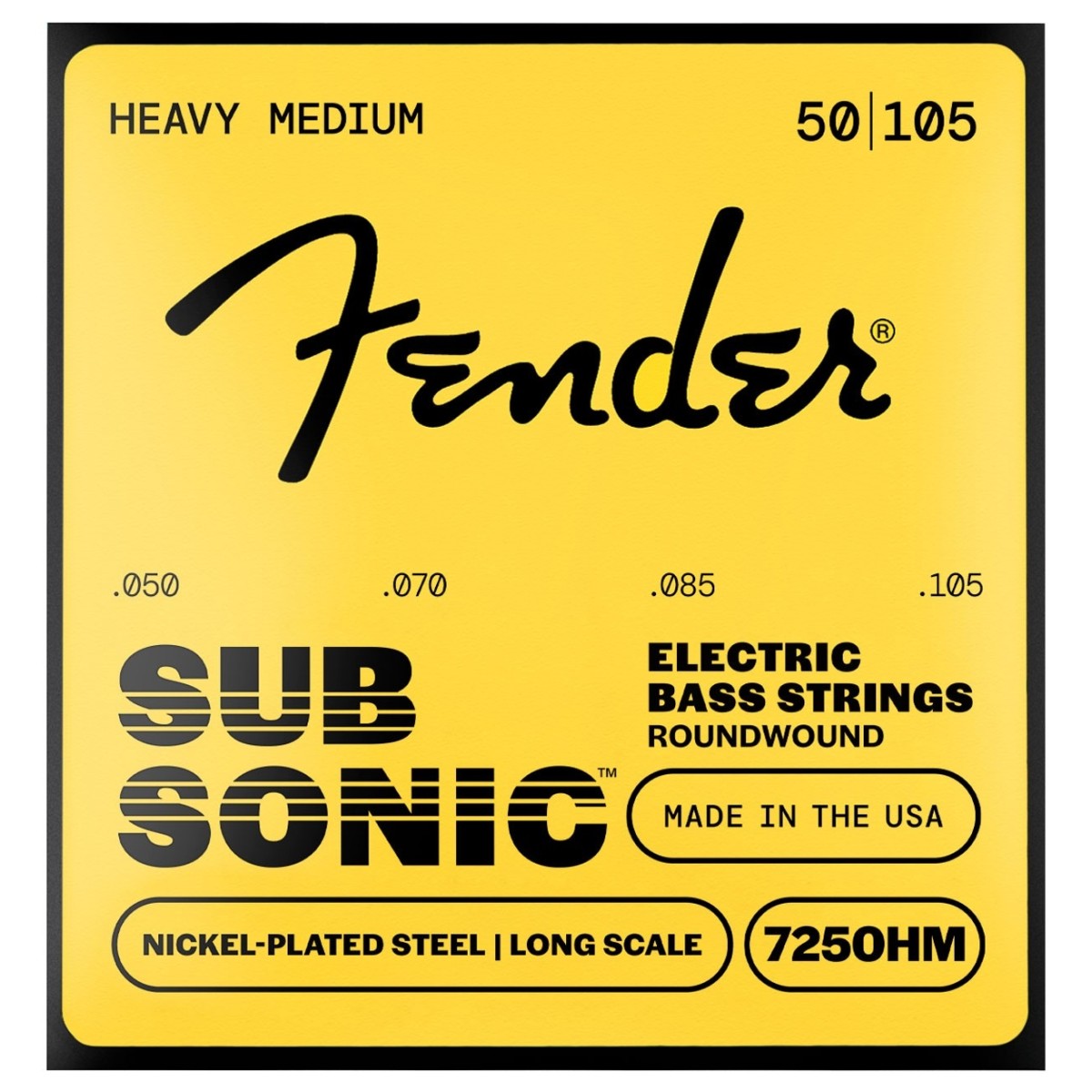 Fender SubSonic 7250HM Bass Strings Nickel-Plated Steel Long Scale Gauges .050-.105 (4) - Image 1