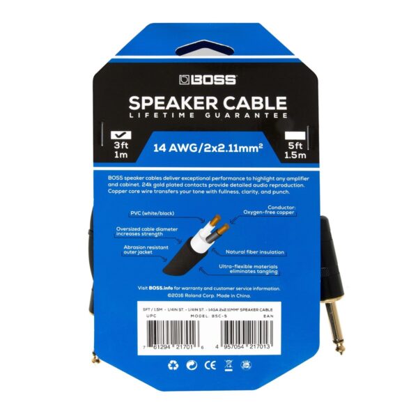 Boss BSC-3 3ft / 1m Speaker Cable - Image 2