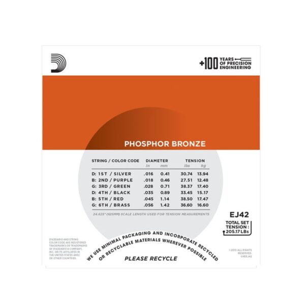 D Addario EJ42 Set Resophonic Guitar 16-56 Strings - Image 3