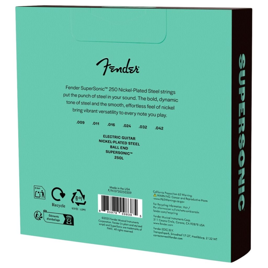 Fender SuperSonic 250L Guitar Strings Nickel-Plated Steel Ball End Gauges .009-.042 (3-Pack)