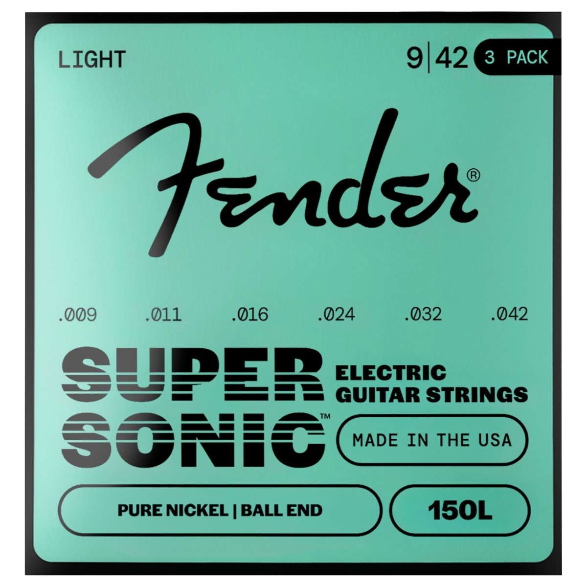 Fender SuperSonic 150L Guitar Strings Pure Nickel Ball End Gauges .009-.042 (3-Pack) - Image 1