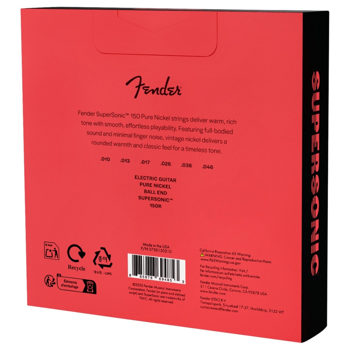 Fender SuperSonic 150R Guitar Strings Pure Nickel Ball End Gauges .010-.046 (3-Pack) - Image 2