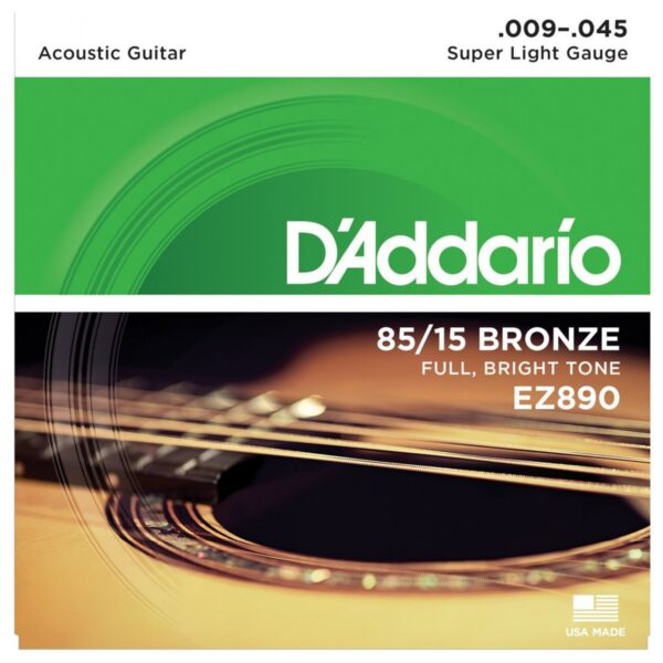 DAddario EZ890 85/15 Bronze Acoustic Strings Super Light 09-45 - Image 1