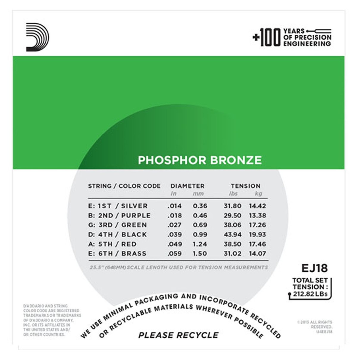 DAddario EJ18 Phosphor Bronze Heavy 14-59 - Image 3