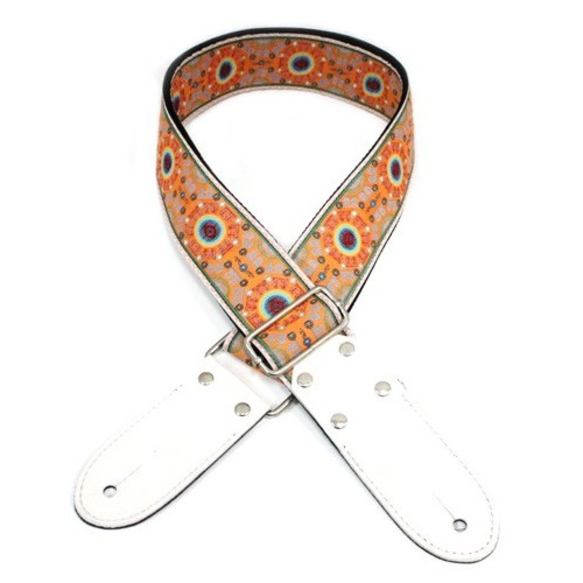 DSL JAC20 Jacquard Series Guitar Strap 2" Orange and White - Image 1