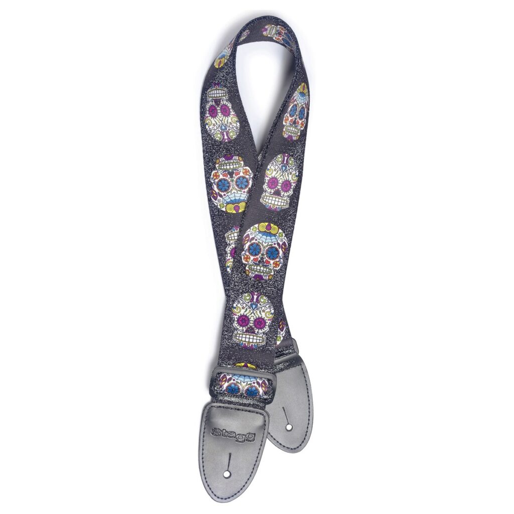 Stagg Terylene Guitar Strap Mexican Skull